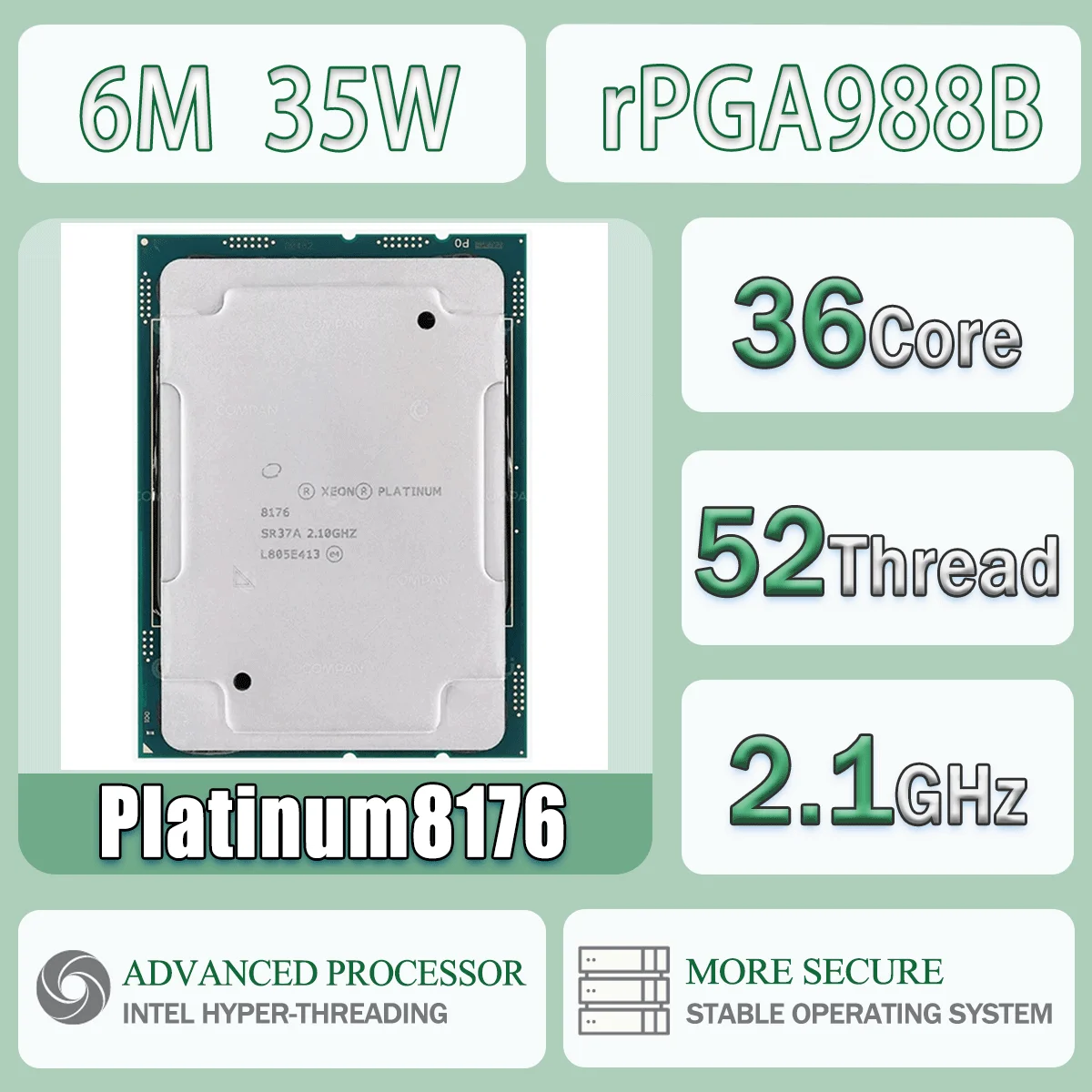 Intel Xeon Platinum8176 28 Kerne 56 Threads 2,1 GHz 38,5 MB 165 W DDR4 Computer CPU Prozessor Server Platinum 8176 Paket LGA3647 Image