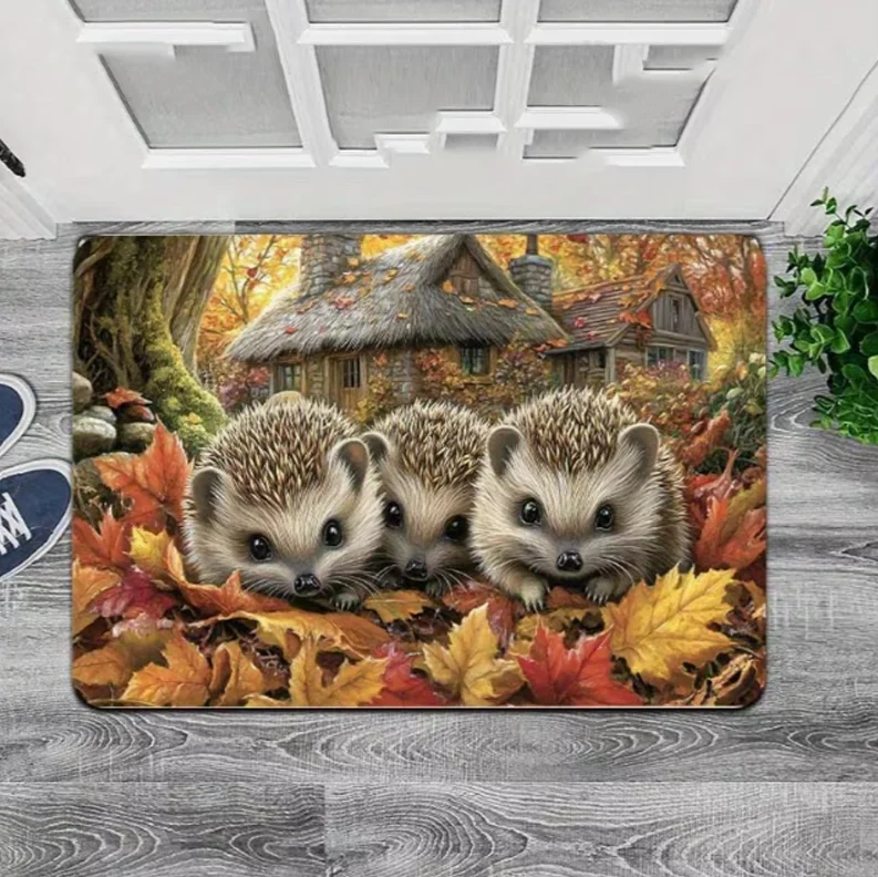 Drei süße Igel-Schwamm-Bodenmatte, rutschfeste Fußmatte, Küchen-Bodenmatte, Wohnzimmer-Matte, Schlafzimmer-Matte, Türmatte, dekorative Matte