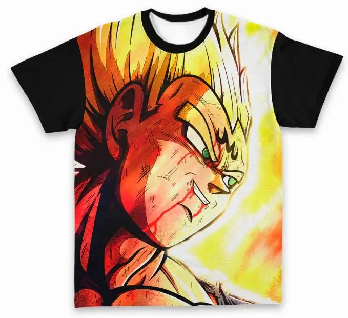 2026 Neues Anime Dragon Ball 3D-gedrucktes Vegeta Saiyajin Prinz Kampfverletzungs-Manga-T-Shirt für Kinder und Erwachsene Rollenspiel-Oberteil Image
