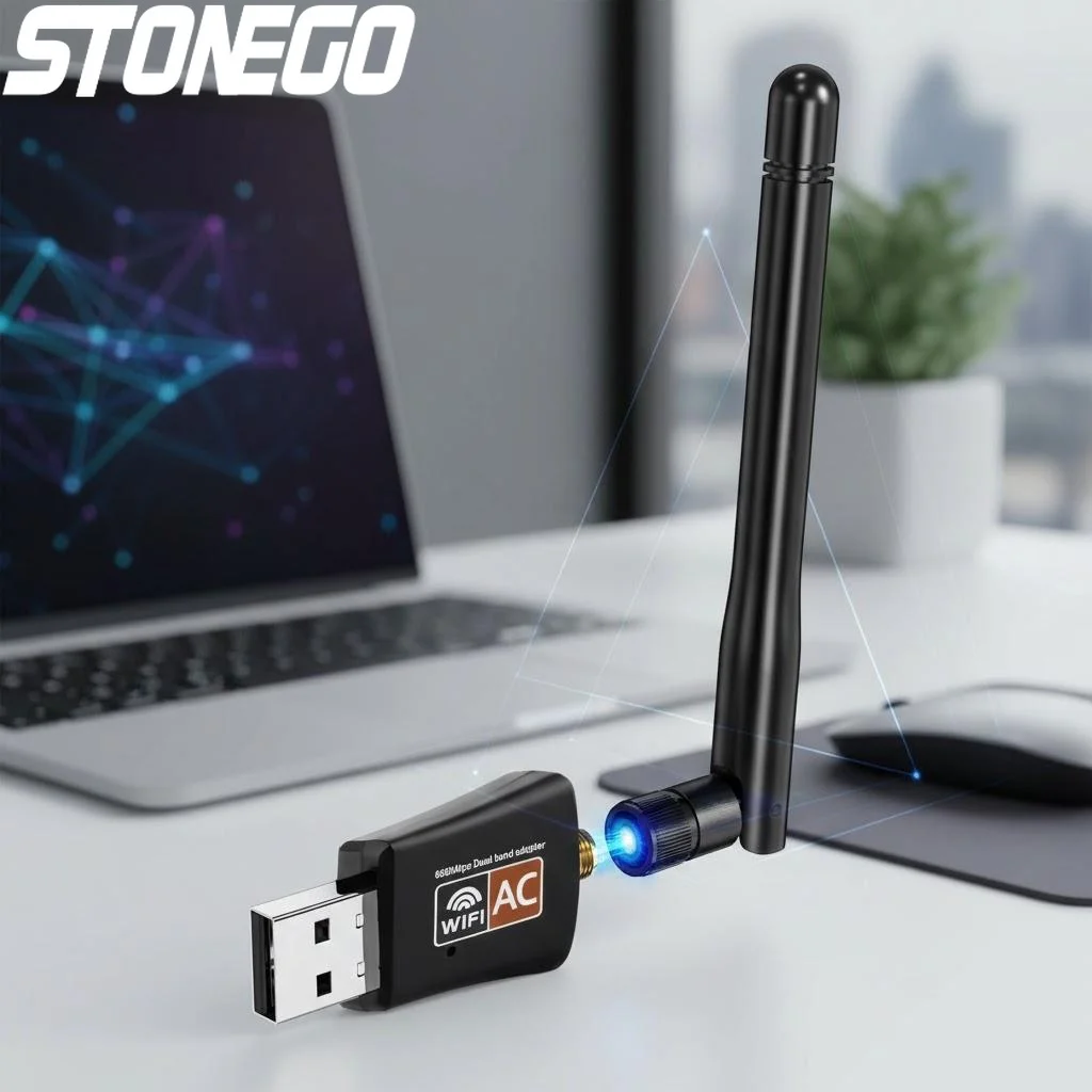 AC600 Dual-Band WLAN-Adapter USB Wireless Dongle für PC Mac Linux 2,4G 5GHz mit Antenne Unterstützt Windows 11 10 XP Image