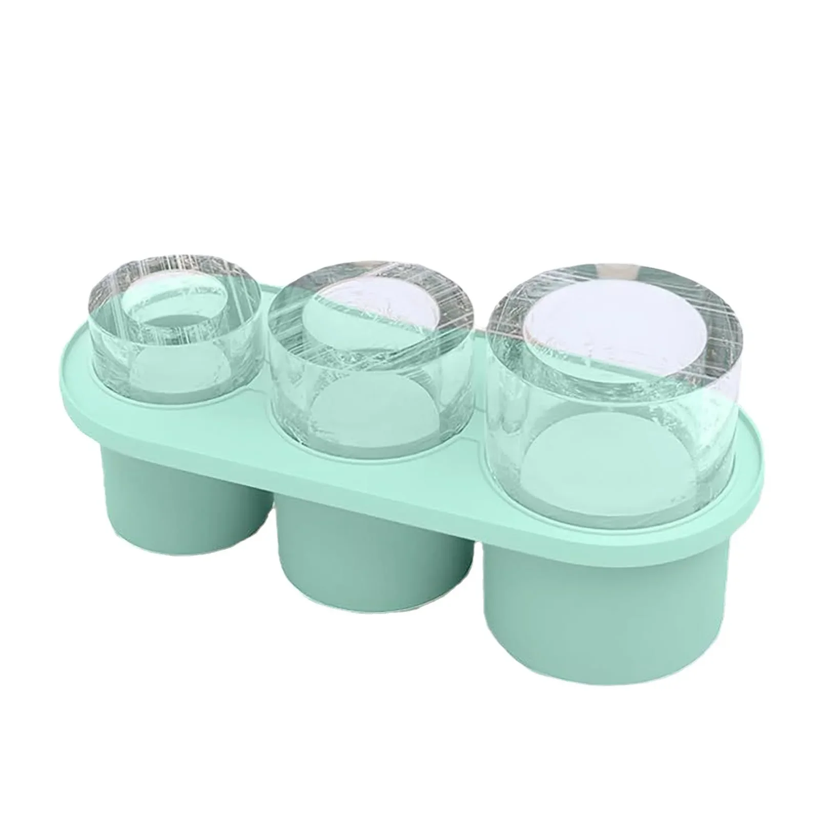 3-Gitter-Eiswürfelform für Stanley 30/40 Oz Tumbler Cups, wiederverwendbare Zylinder-Silikon-Eiswürfelformen mit Deckel für Getränke, Saft, Kaffee Image