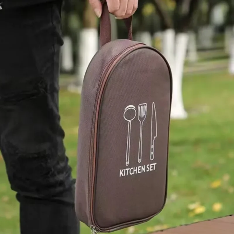 Outdoor-Kochgeschirrtasche, Camping-Aufbewahrungstasche, tragbare Reise-Utensilientasche, Picknicktasche, Organizer für Kochgeschirr und Utensilien (ohne Geschirr) Image