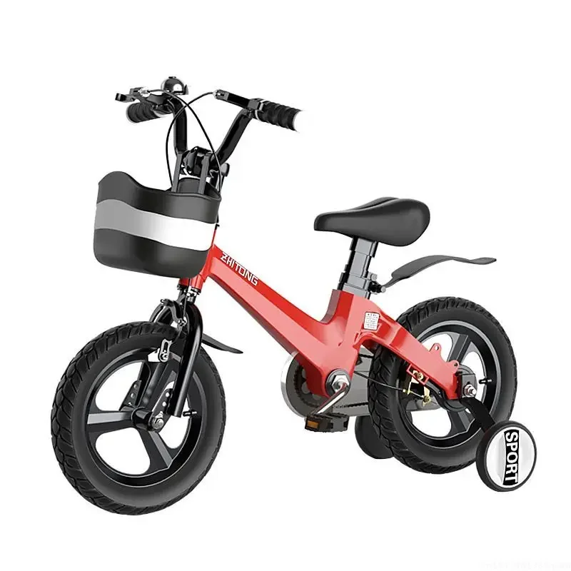 Kinderfahrrad 2-4-6-7 Jahre alt mit Hilfsrad Fahrrad Magnesiumlegierung Junge und Mädchen Leichtes Fahrrad 12/14/16/18 Zoll Image