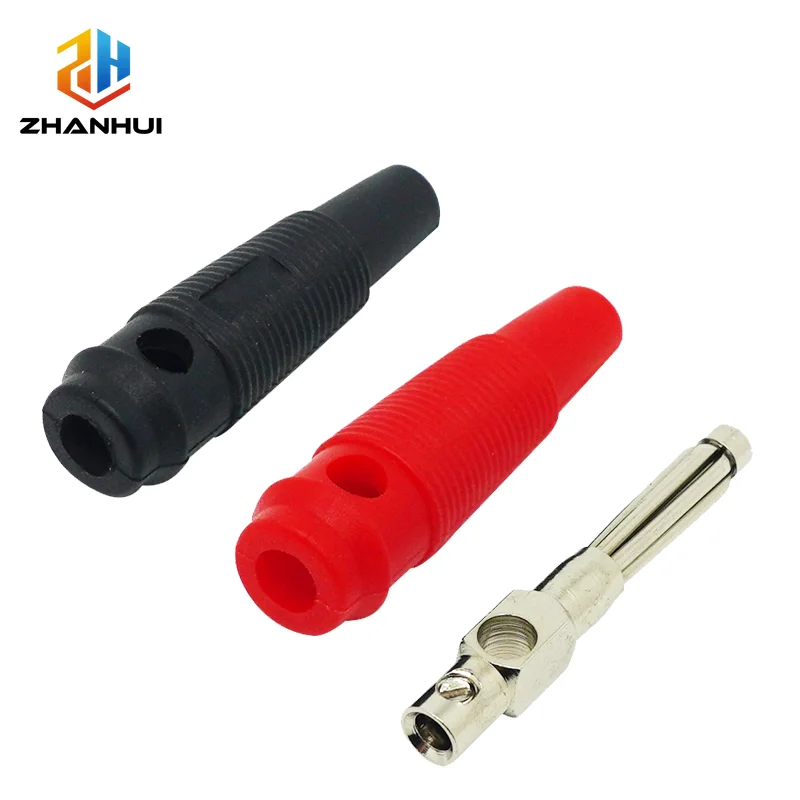 5 Paar (10 Stück) 4 mm 32 A lötfreier, seitlich stapelbarer Bananenstecker – isolierter, ummantelter Hochstrom-Stromanschluss Image