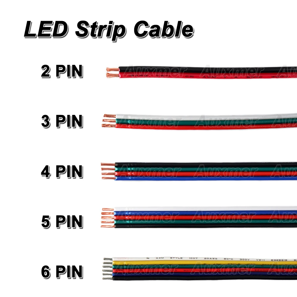 16AWG, 18AWG, 20AWG Kabel Elektrokabel 2PIN/3PIN/4PIN/5PIN/6PIN, Verlängerungskabel für 5050 2835 WWCW RGB RGBW RGBCCT LED-Streifen Image