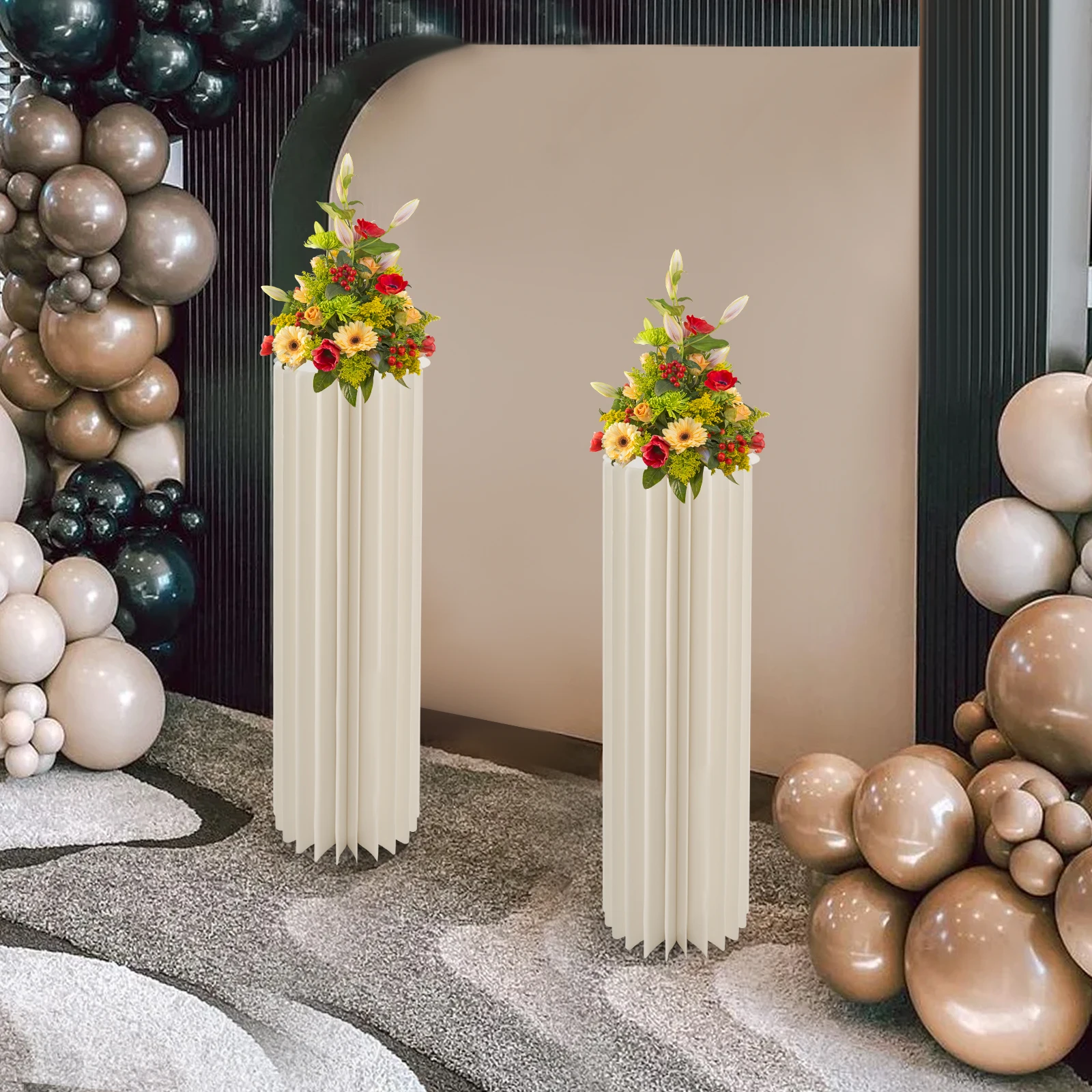 BYMAOCAR 2 Stück 100 cm faltbarer Blumenständer, runder Zylindersockel, 39,4 Zoll Hochzeits-Mittelstücke Image