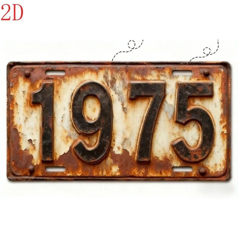 1969-1975 15x30cm Aluminium-Jahresnummernschild, rechteckig, Retro-Metallgemälde, Wandkunst, Dekoration, perfekt für Bar, Kneipe, Zuhause, Garage, Café Image