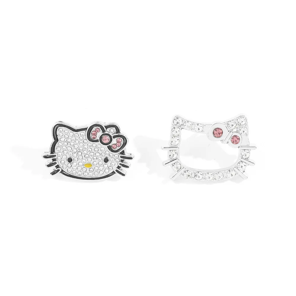 Cartoon-Tierbrosche, elegante Strass-Hello-Kitty-Anstecknadel, stilvolles Katzen-Metallabzeichen, tragbar als Schmuckstück, Geburtstagsgeschenk.