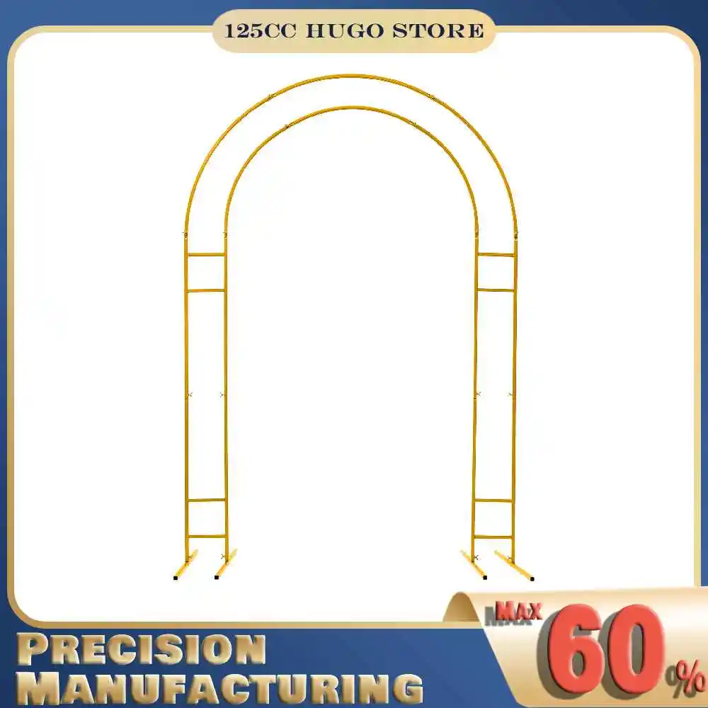 Metall-Hochzeitsbogen, goldener Bogen, Hintergrundbogen, Ständer für Partys und Veranstaltungen, Dekoration, 150 x 220 cm, Blumen- und Ballon-Hochzeitszeremonie-Bogen Image