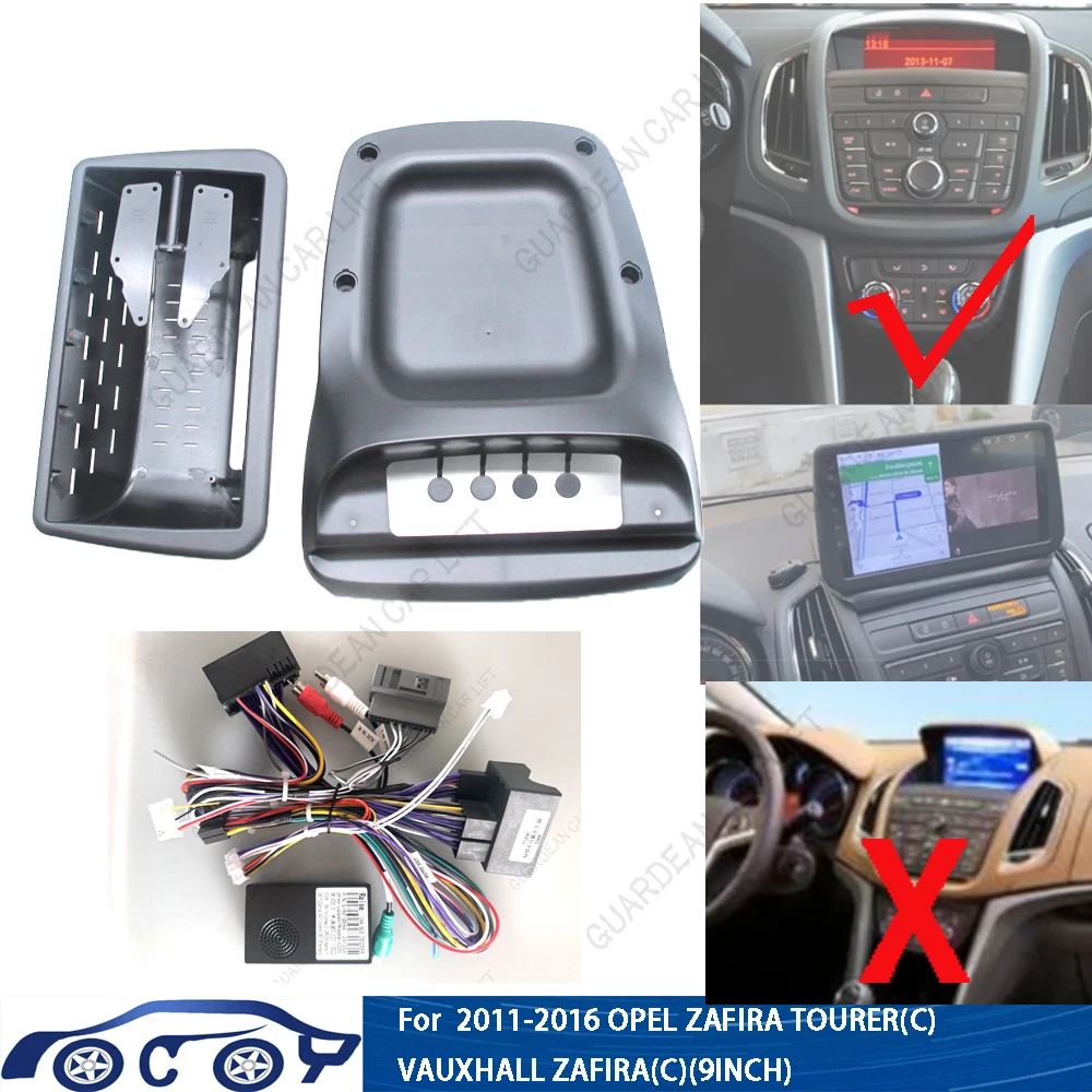 9 Zoll Autoradio-Faszien für 2011–2016 OPEL ZAFIRA TOURER(C)/VAUXHALL Android Stereo Rahmen Player 2Din Head Unit Panel Dash Trim