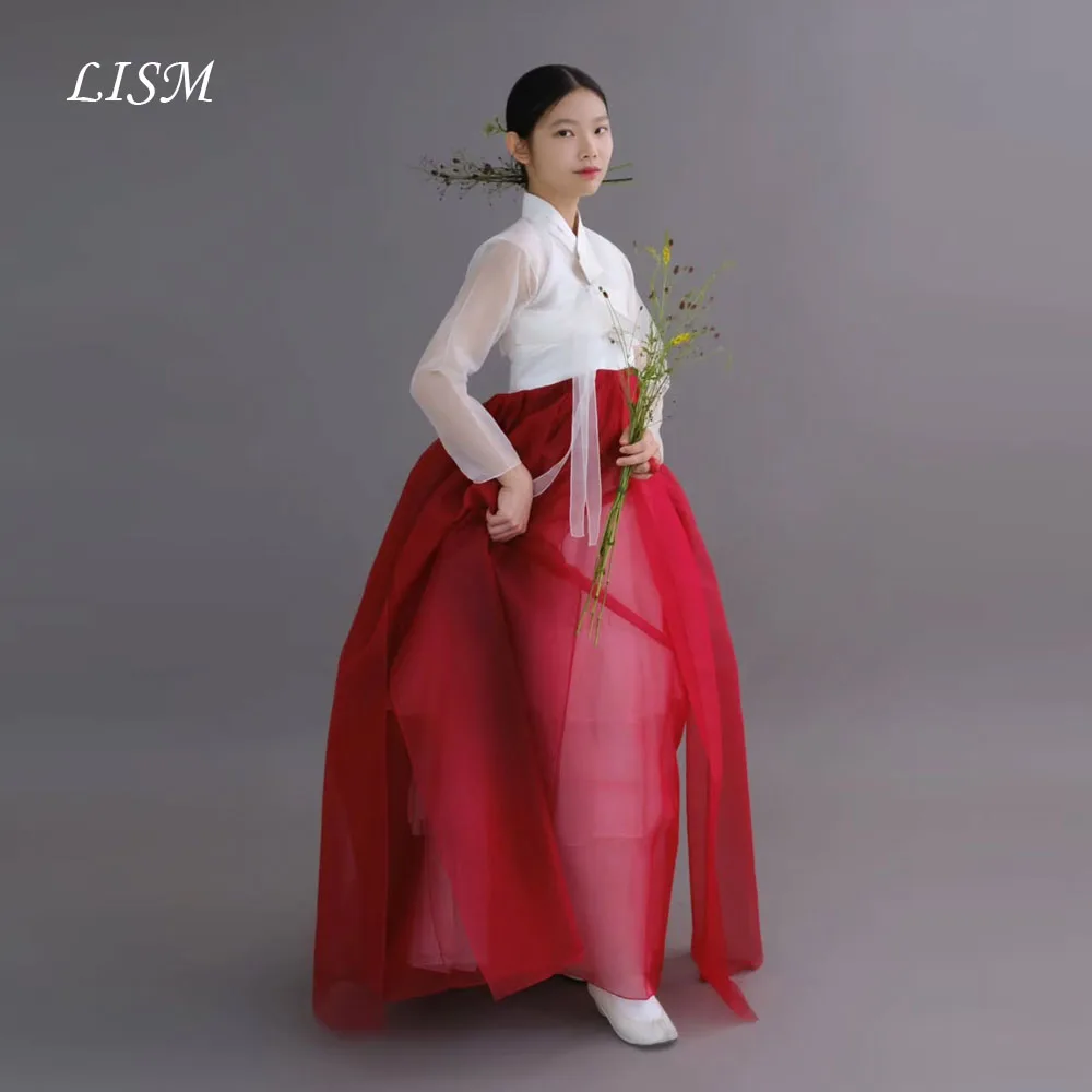 LISM Vintage Korea Hochzeitskleider A-Linie Maßgeschneiderte Seiden-Organza Fotoshooting Elegante Abendkleider 저녁 드레스 Partykleid Image