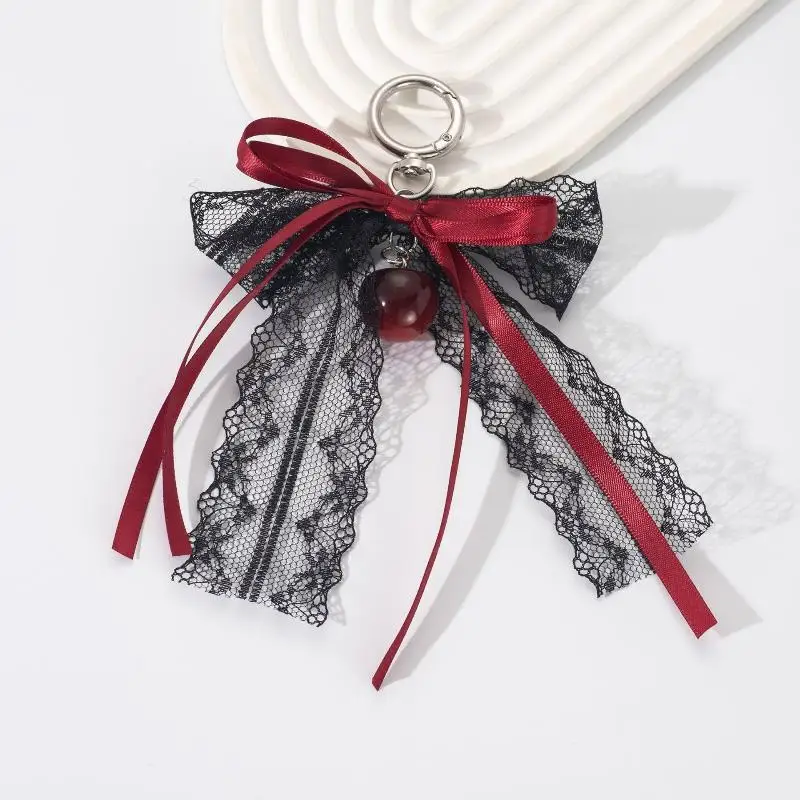 Trendiger Y2K-Schlüsselanhänger mit Spitzenband und Schleife, Süßer Cooler Mädchenhafter Schlüsselring, Taschenanhänger, Schlüsseldekoration, Schlüsselband, Mädchengeschenke Image