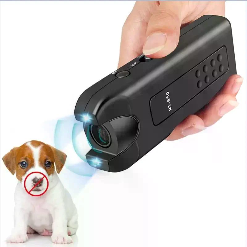 Doppelkopf-Ultraschall-Hundeabwehrgerät mit LED-Leuchten, Tragbares Anti-Bell-Trainingsgerät für den Außenbereich, Vertreibt Katzen & Hunde Image