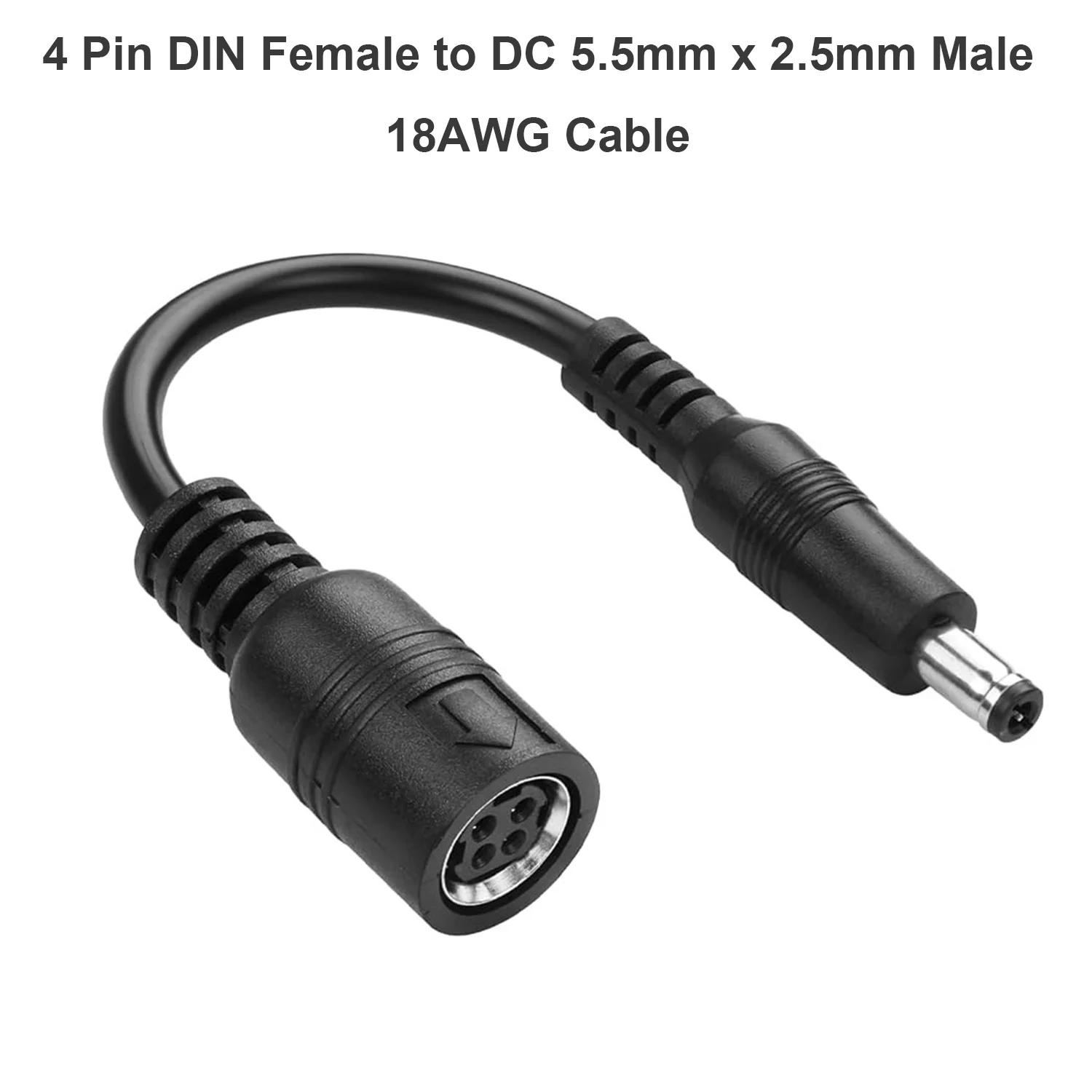 4-polige DIN-Buchse auf DC 5,5 mm x 2,5 mm Stecker, 18 AWG Stromkabel für CCTV-Kamerasystem, Ladegerät, Adapter, TV, LCD, CCTV-Kamera, Drucker Image
