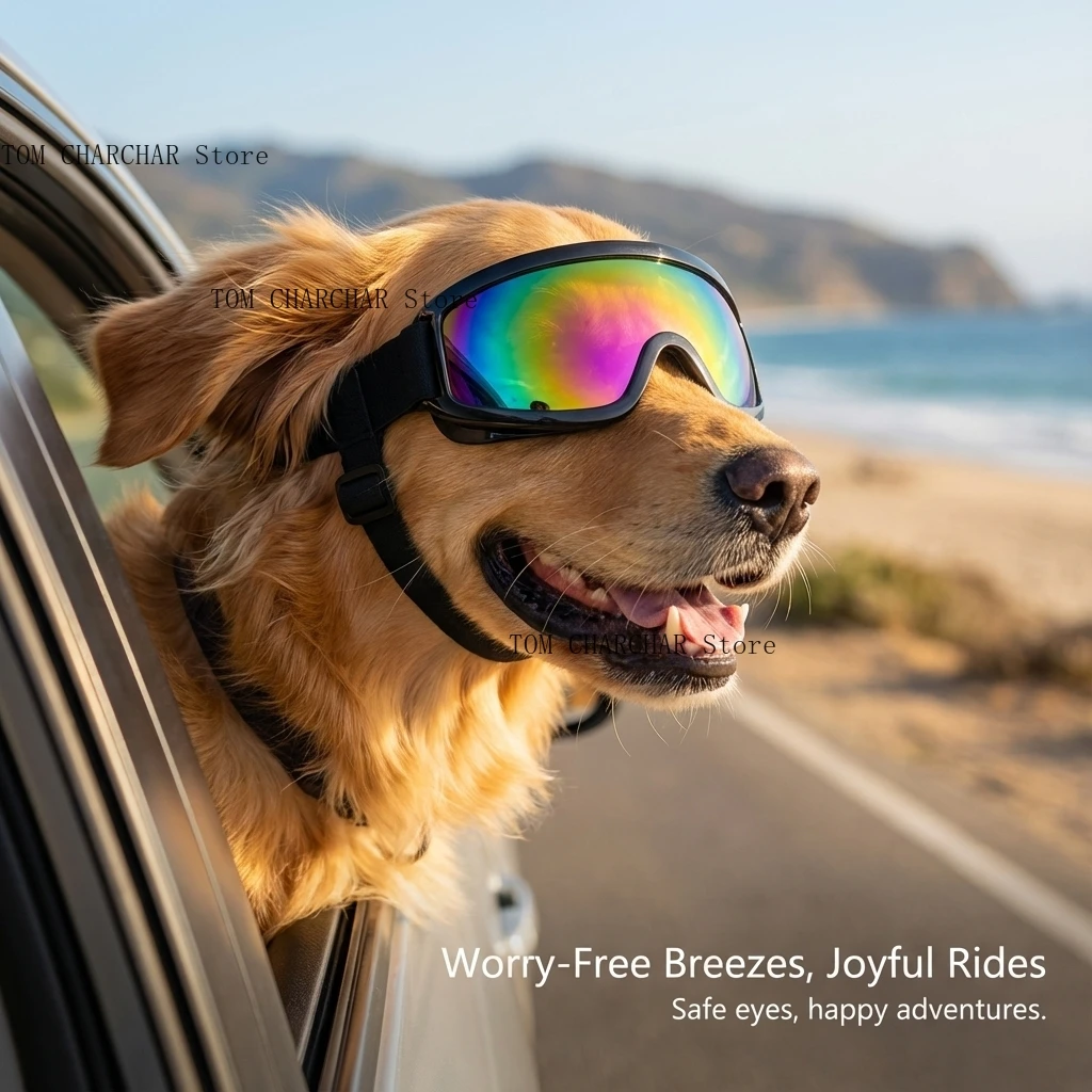 Hundeschutzbrille für große Hunde, winddichte UV-Sonnenbrille zum Wandern & für den Strand, verstellbare Haustierbrille Image