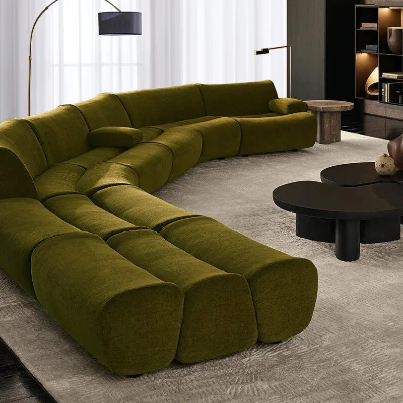 Italienisches Bambus-Sofamodul, Designer-Ecksofa, französischer Stoff, geschwungenes Sofa, Kombination für Hotel, große Wohnung, Villa