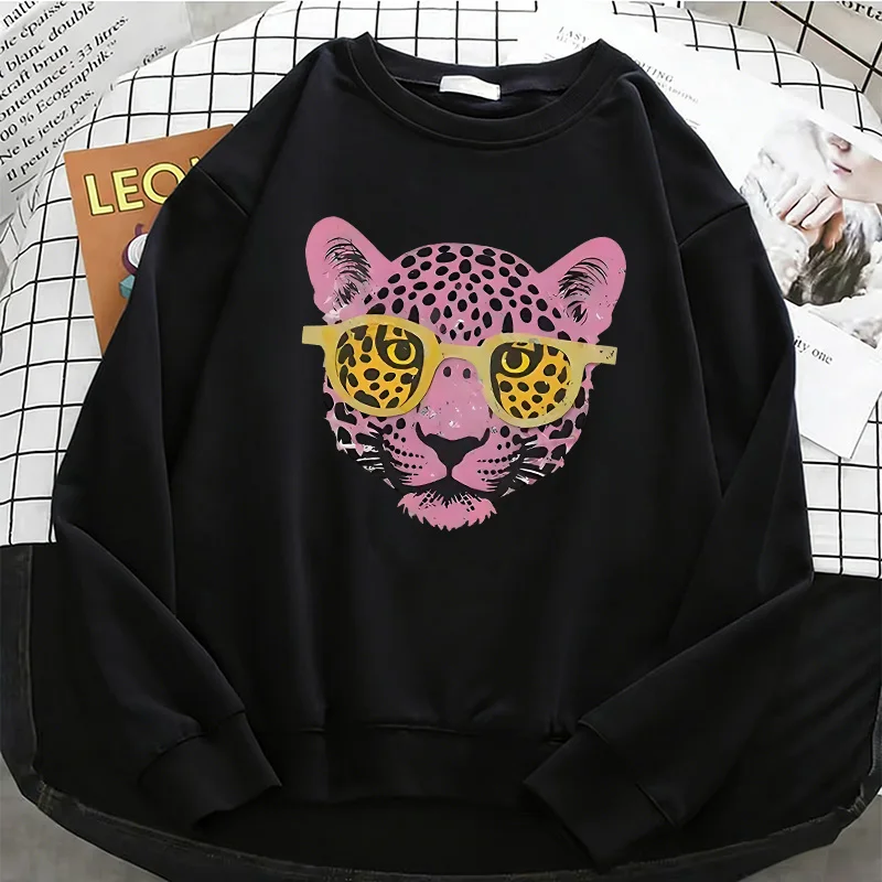 Modische Tiger Hip-Hop Gothic Damen Einfarbige Kapuzenpullover Basic Warme Fleece-Sweatshirts Weicher O-Ausschnitt Pullover Lässige Damenbekleidung