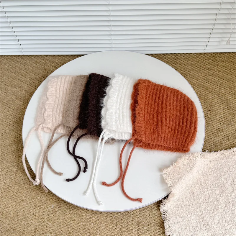 Kinder Gestrickte Warme Mütze 48-52 cm Herbst Winter Neue Mädchen Winddicht Beanie Ohrenklappen Hüte Jungen Kalt Beweis kappe Kinder Baumwolle Kappen Image