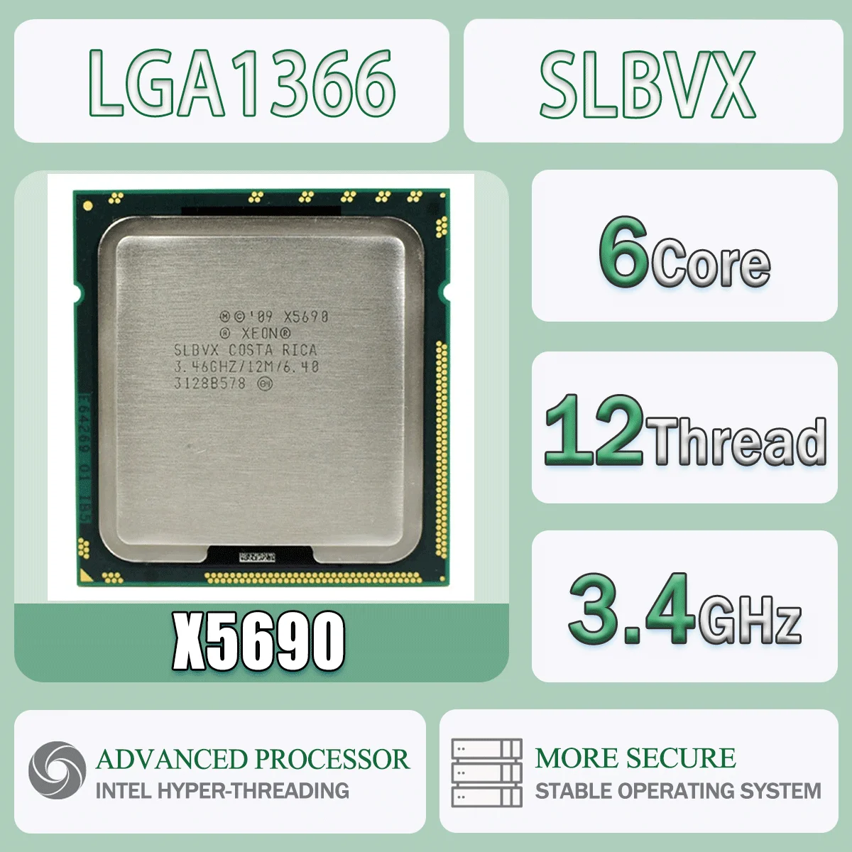 Intel Xeon X5690 3,46 GHz 6 Kerne 12 Threads Computer CPU Prozessor Server X5690 Paket LGA 1366 SLBVX