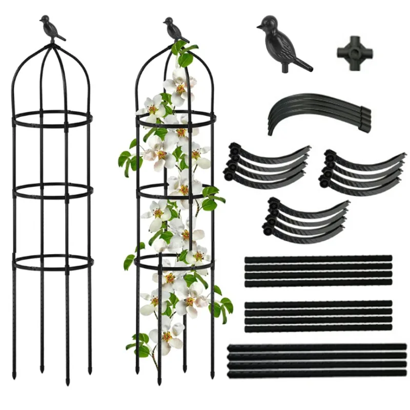Hochwertige Garten-Obelisk-Pflanzenstützen Rostfreier U-förmiger Kletterpflanzen-Stützturm für Tomaten und Erbsen Image