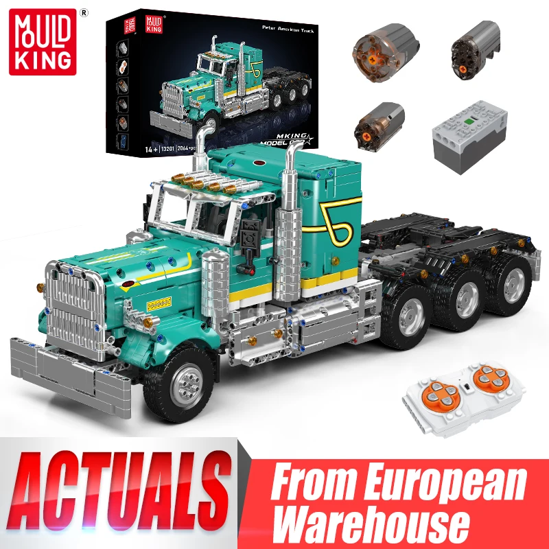 Mould King 13201 Technisches Auto-Spielzeug RC Amerikanischer Truck Baustein-Set Motorisierter Technik-LKW Bausteine-Set Kinder Weihnachtsgeschenk