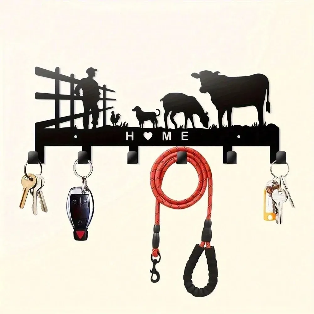 ZOKE Wandhaken Metall-Tiersilhouetten Schlüsselhalter, Robuster Garderobenhaken für Eingangsbereich Garage Hut Tasche