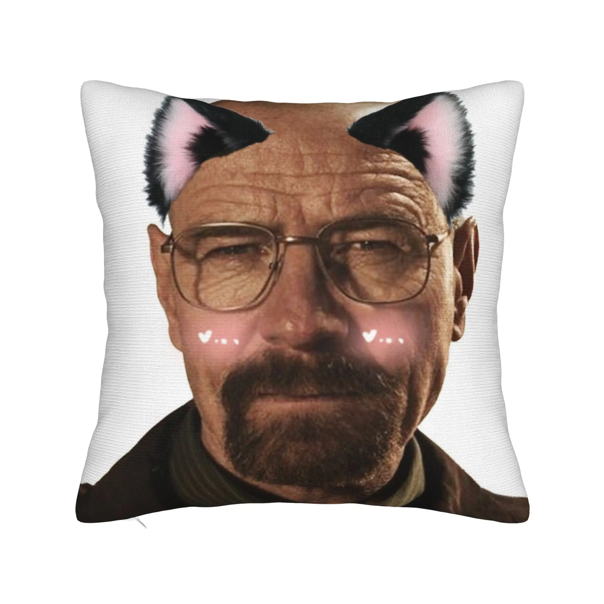 Walter White Breaking Bad Quadratische Kissenbezüge aus Polyester, Kissenbezug für Wohnzimmer, niedlicher dekorativer Kissenbezug, 45 x 45 cm Image