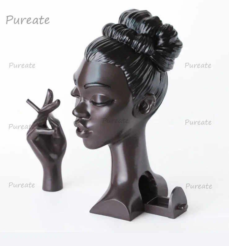 Räuchergefäß Rauchende Schwarze Frau Harz-Räuchergefäß Tischdekoration für Wohnzimmer Schlafzimmer Büro Image