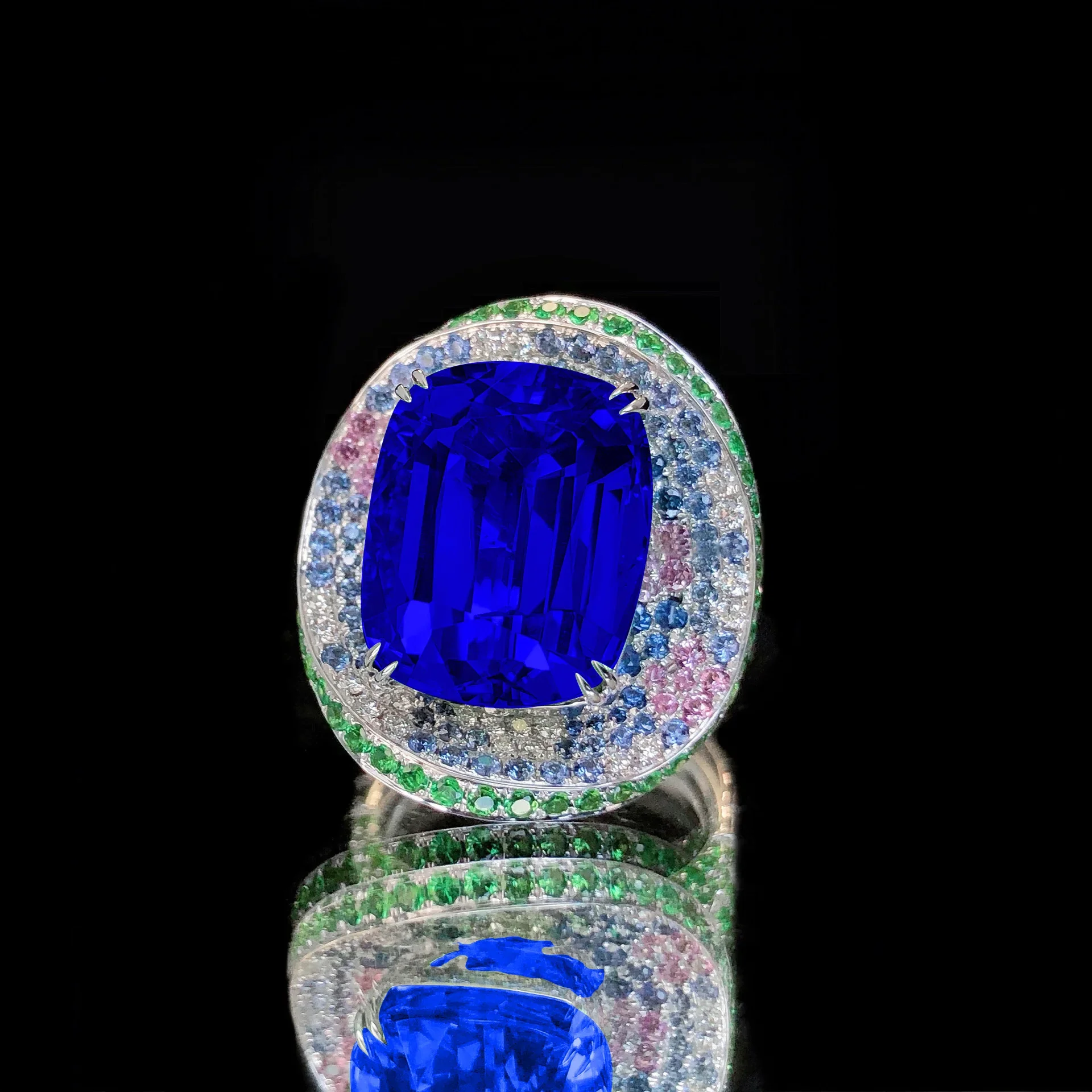 2023 New Exquisite 925 Silver Luxury Gemstone Wedding Rings for Women Royal Blue Cubic Zirconia Vintage Fine Jewelry Party Gift