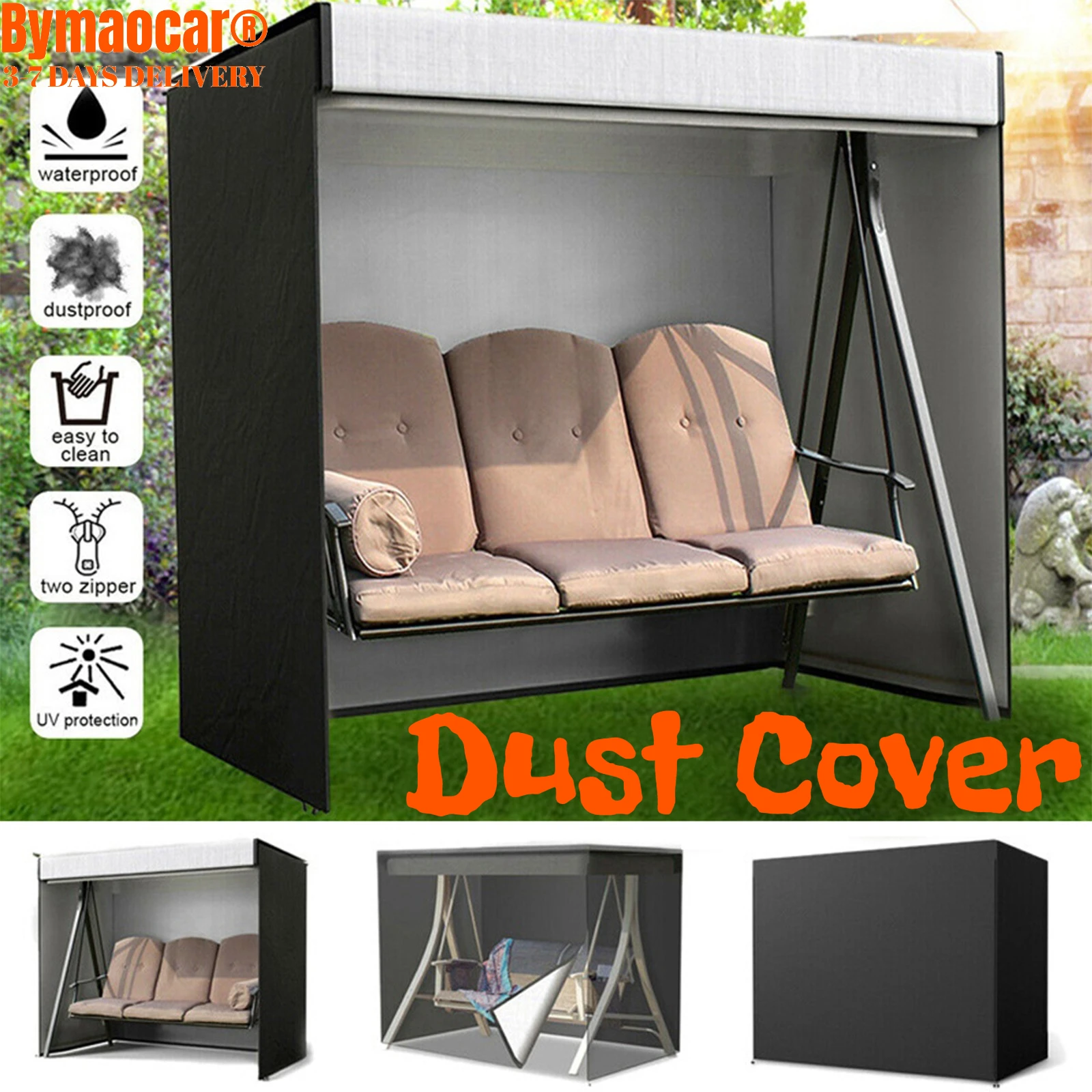 210D Oxford-Stoff Garten-Schaukelhängematte Staubschutz Wasserdichter Outdoor-Schutz für Terrasse Veranda Strandliege Allwetterschutz Image