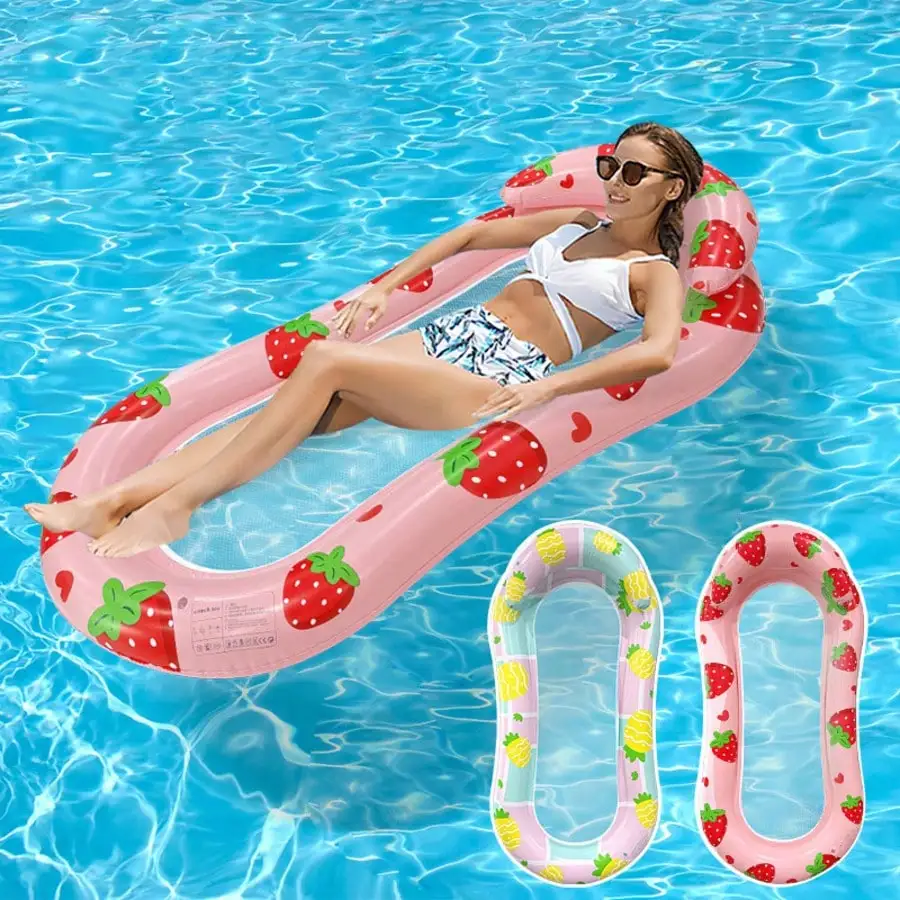 1 Stück aufblasbare Frucht-Poolliege, Ananas-Netzliege, große Wasserliege für Sommer und Strand Image
