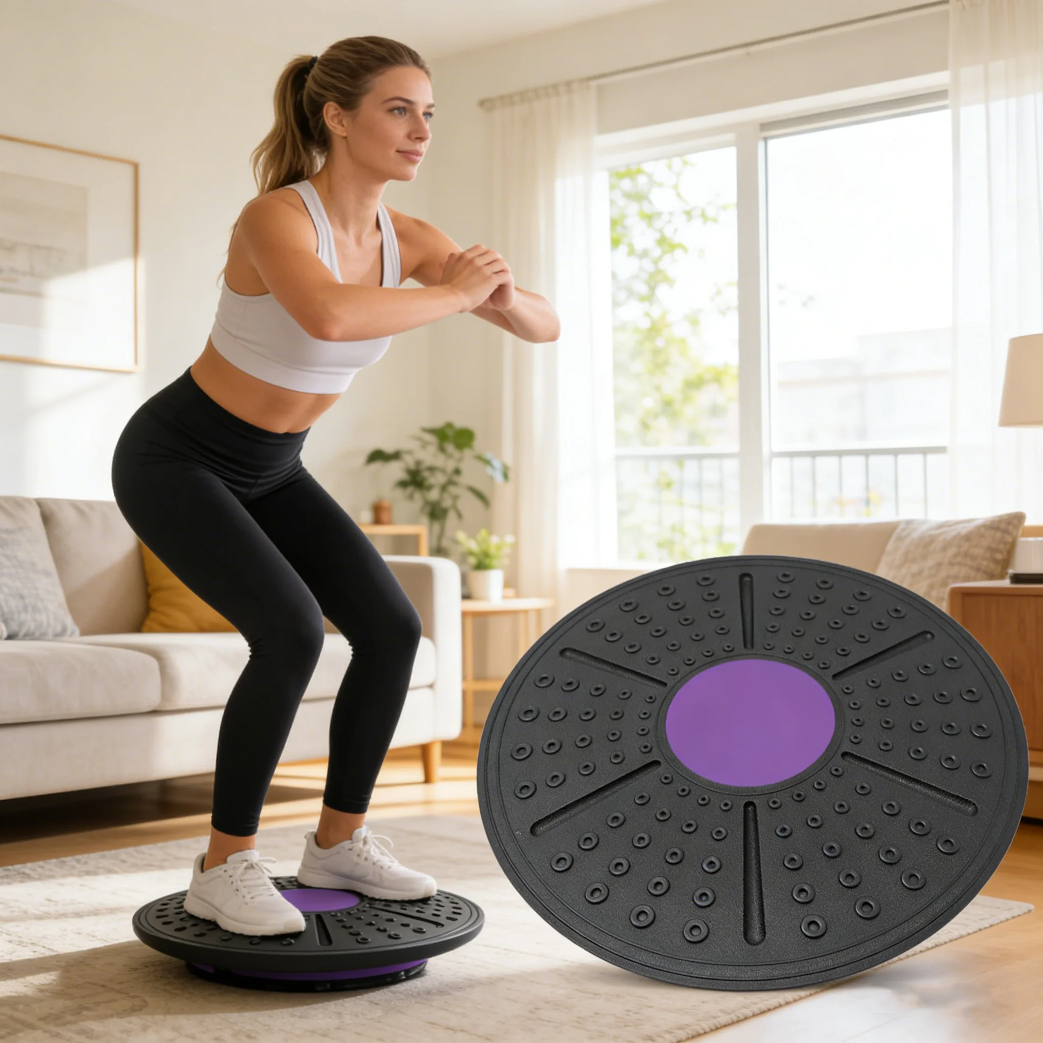 Yoga Balance Board Fitness Exercise Training Pedal Sense System Training Balance Board Warp Board Yoga Board Fitness Equipment
