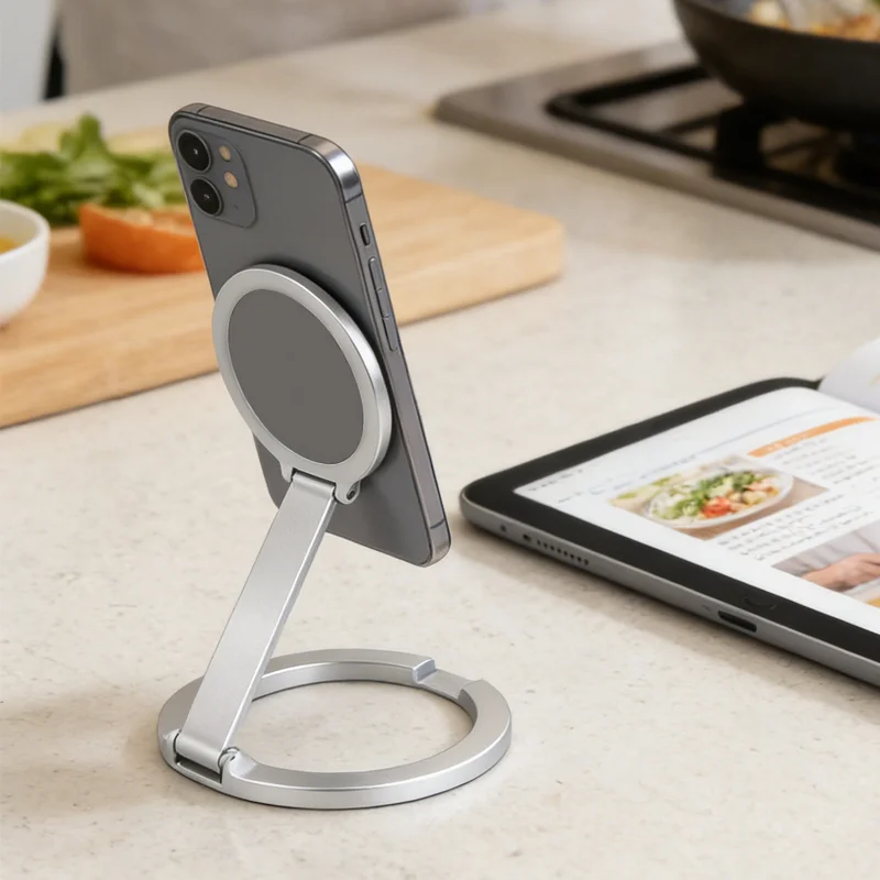 Universal Folding Double Sided Magnetic Phone Holder for Magsafe Gym Treadmill Car Foldable Smartphone Phone Stand