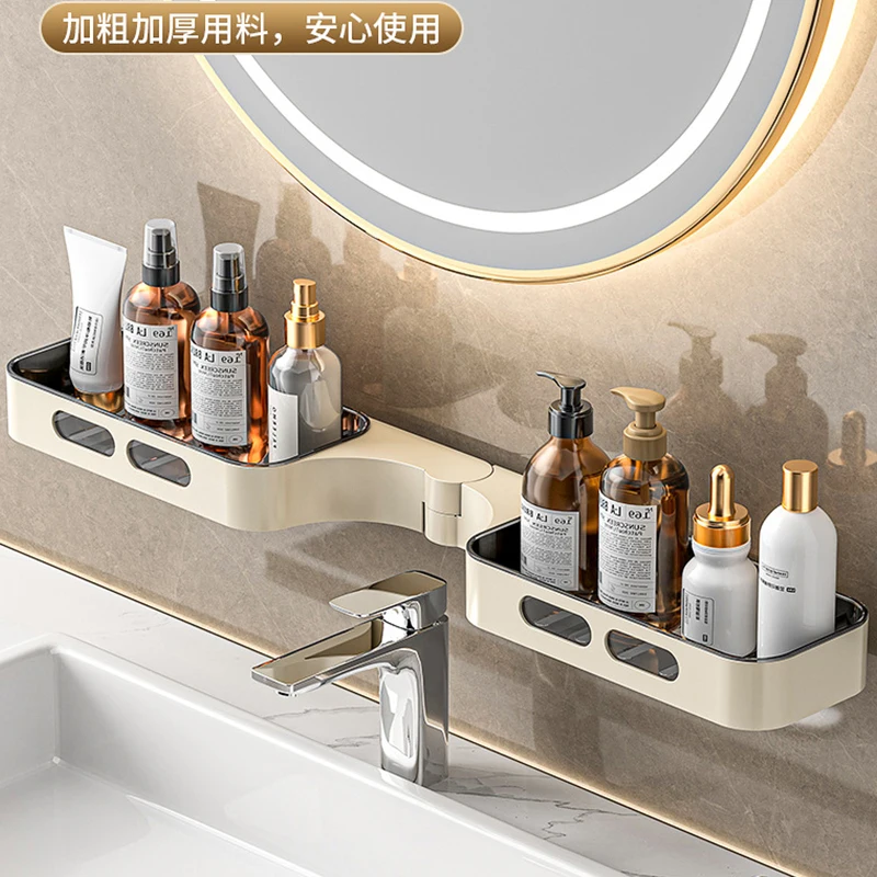 Miroir de vanité de salle de bains, étagère avant, étagères de salle de bains, support triangulaire sans perceuse, support de rangement de cuisine, accessoires de salle de bains