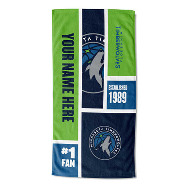 Minnesota Timberwolves Personalized Colorblock Beach Towel