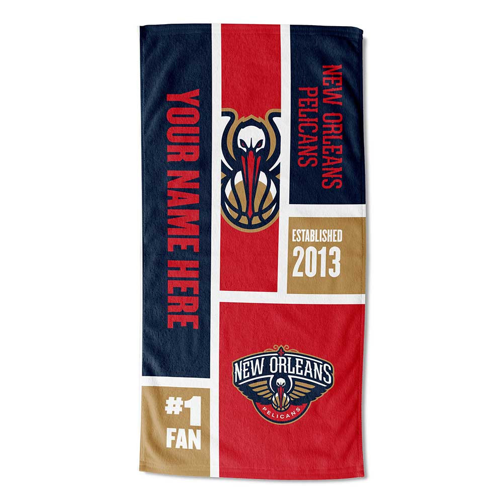 New Orleans Pelicans Personalized Colorblock Beach Towel