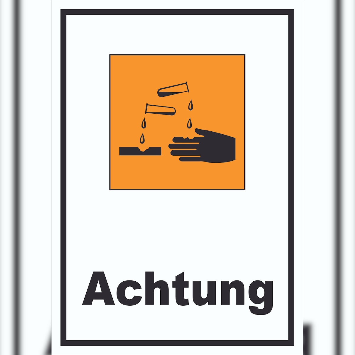 Schild Gefahrensymbol ätzend Achtung hochkant A4 (210x297mm) Image