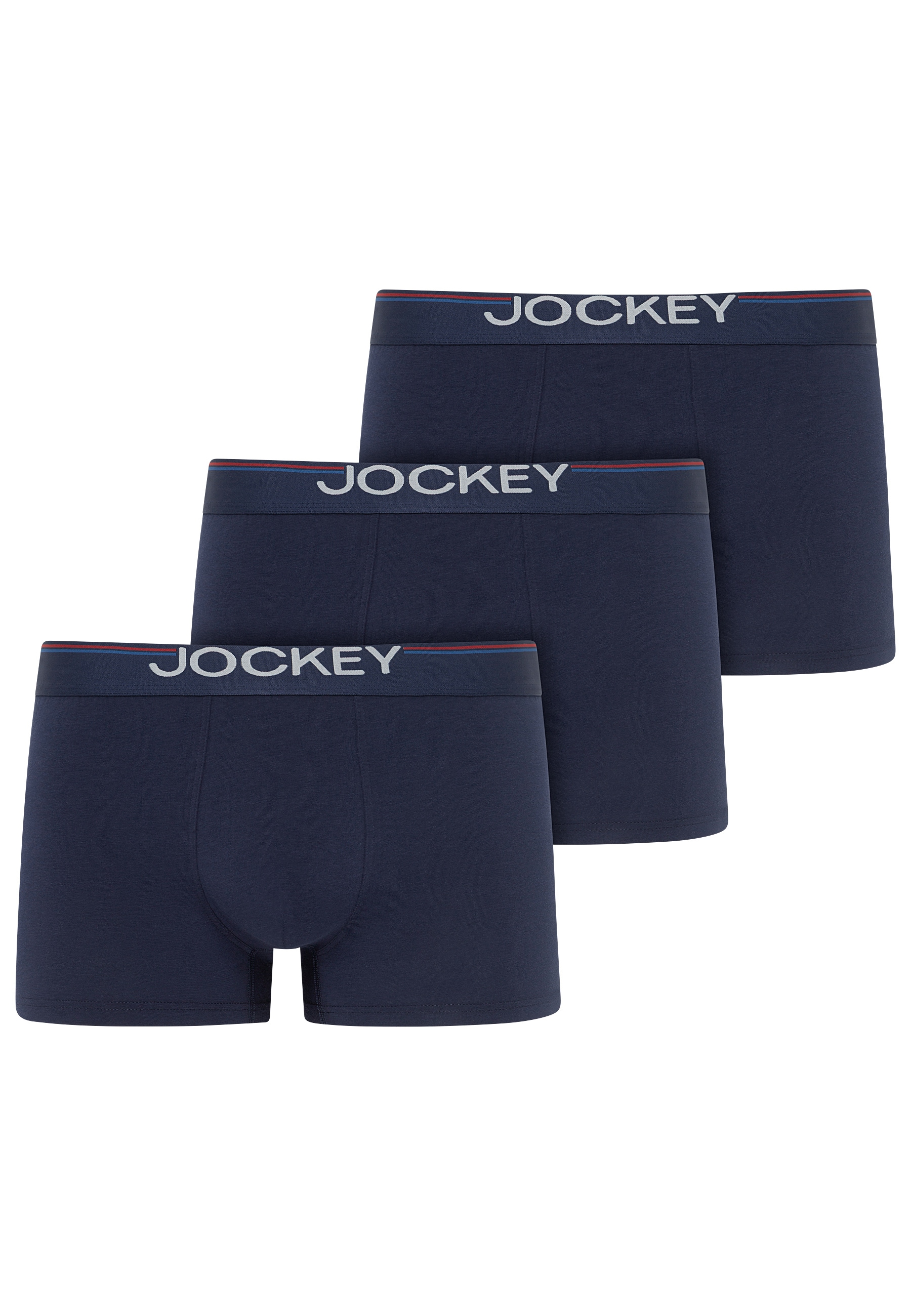 Boxer JOCKEY "Cotton Stretch", Damen, Gr. XXL, blau, Single Jersey, Obermaterial: 95% Baumwolle, 5% Elasthan, unifarben, Unterhosen, (3er Pack), atmungsaktiv, passgenauer Stretch Image