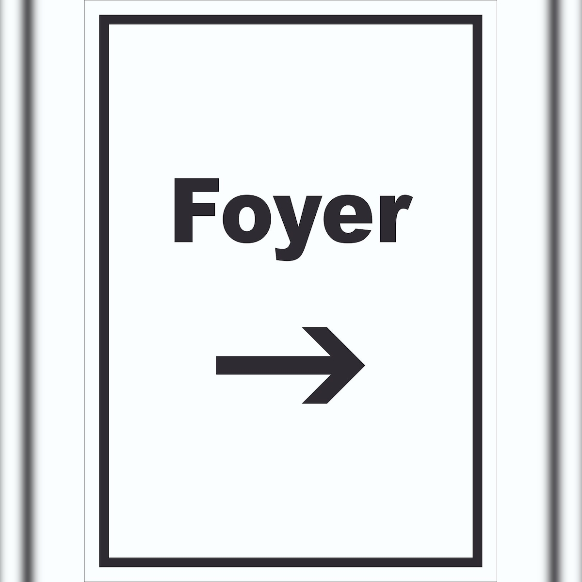 HB-Druck Foyer Schild mit Text und Richtungspfeil rechts Eingangshalle hochkant A4 (210x297mm)