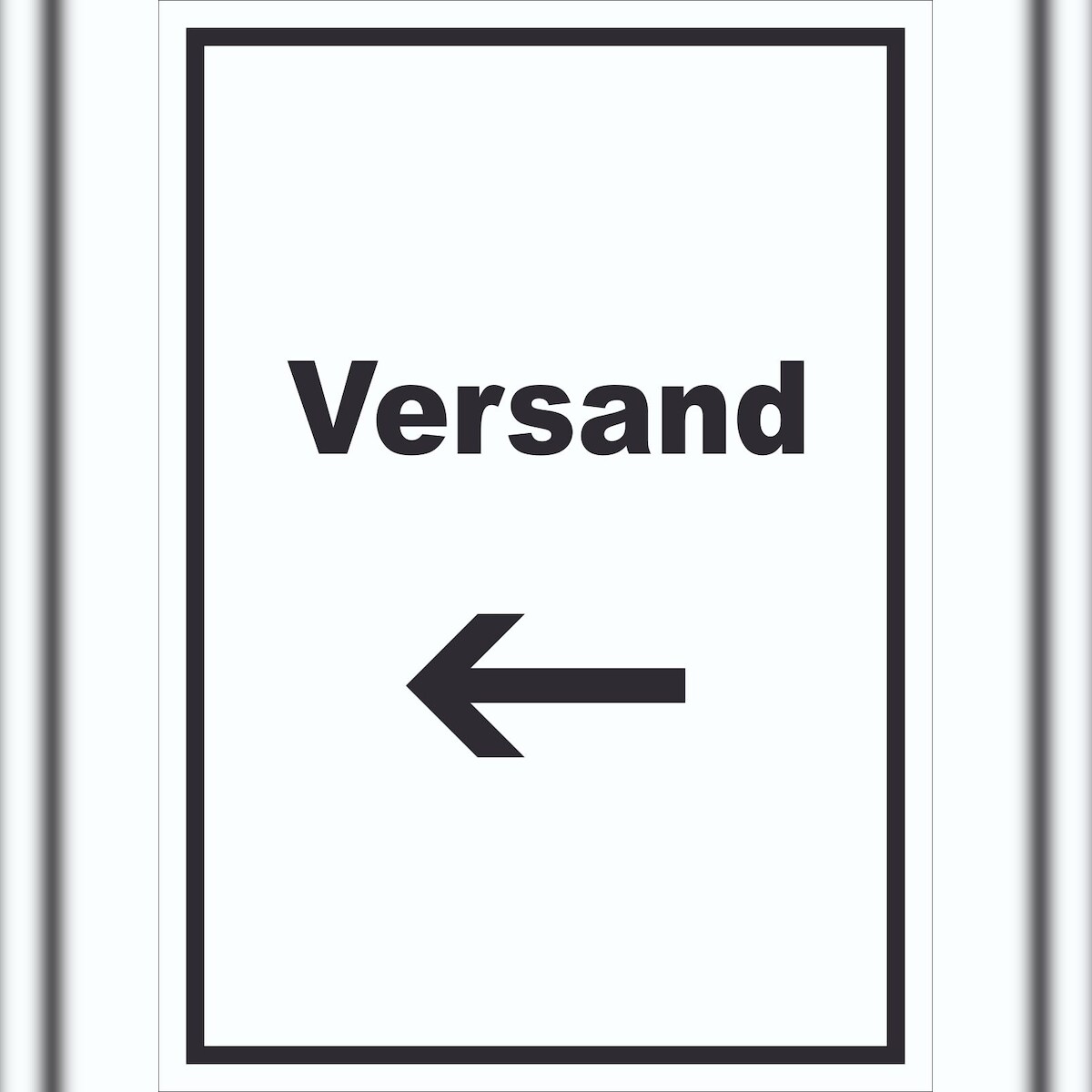 HB-Druck Versand Schild mit Text und Richtungspfeil links Lieferung shipping hochkant A6 (105x148mm) Image