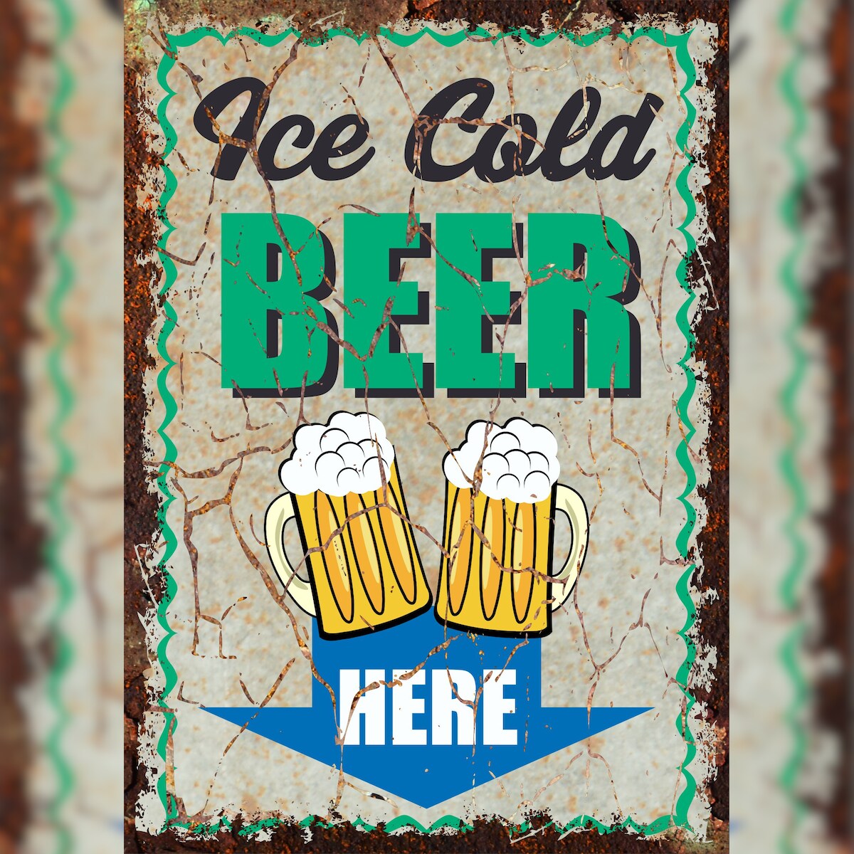 HB-Druck Ice Cold Beer here Deko Schild A0 (841x1189mm) Image