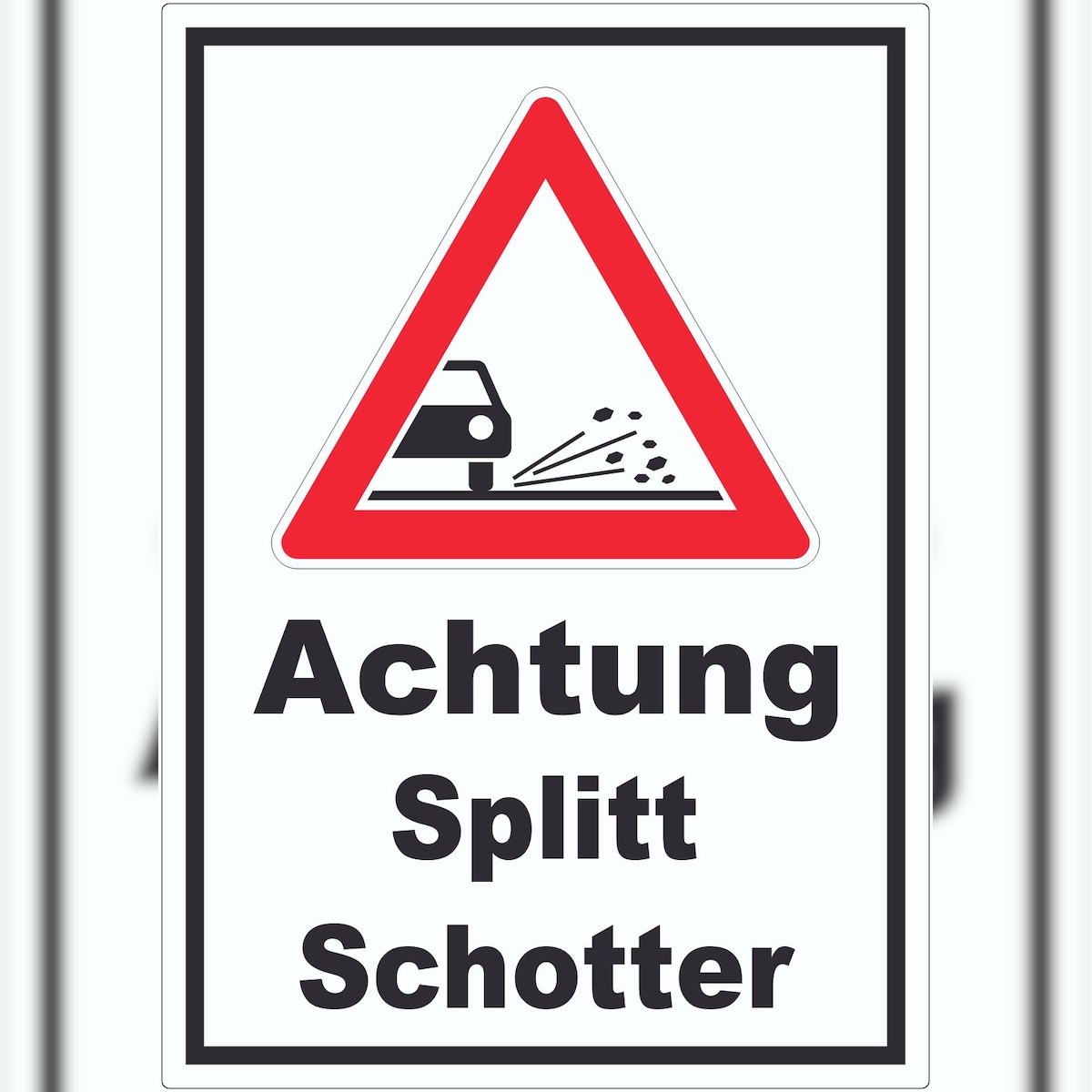 HB-Druck Aufkleber Achtung Splitt Schotter A7 (74x105mm) Image
