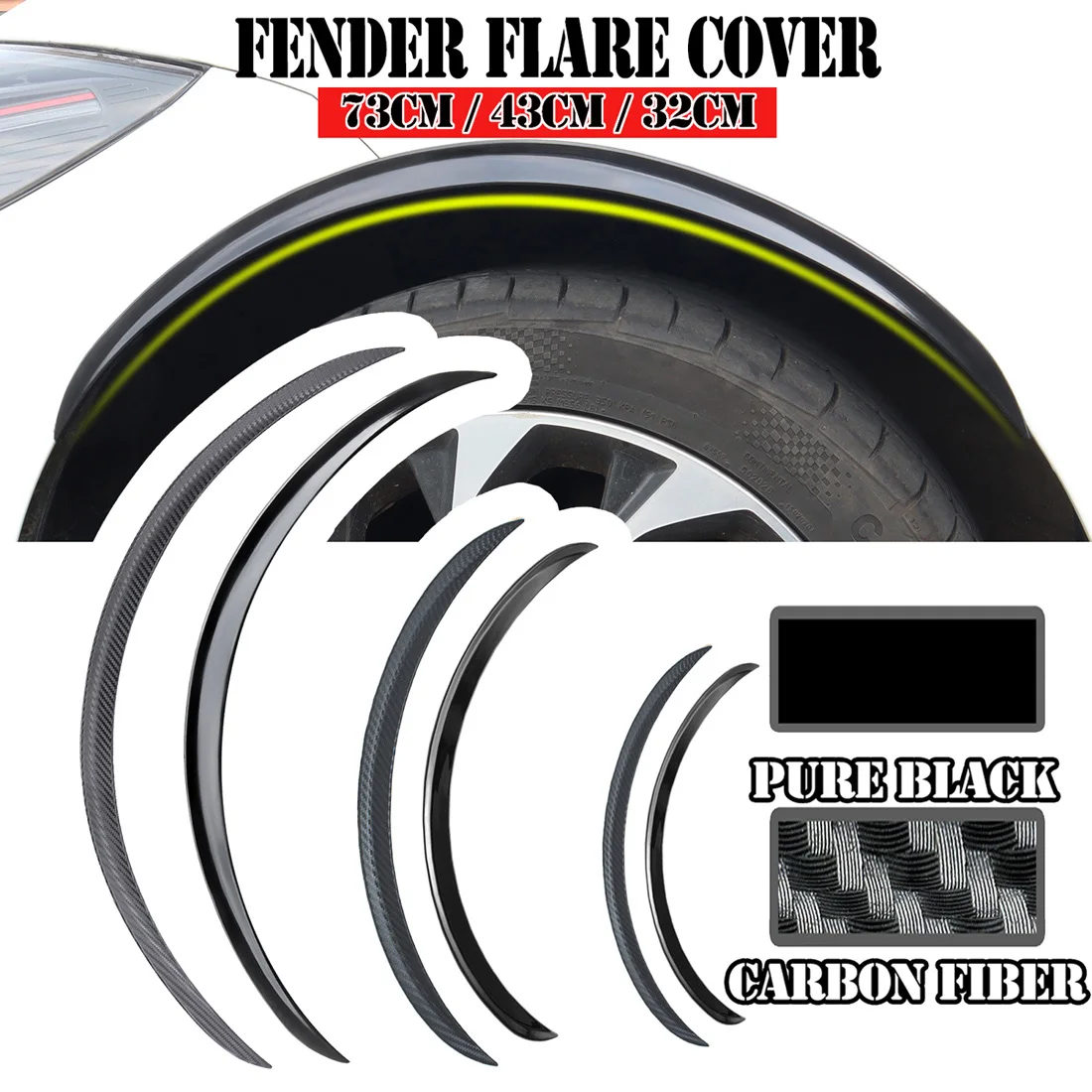 2Pc Auto Camion Corpo Parafango Flare Ruota di Gomma Archi Sopracciglio Labbro Anti-graffio Striscia Adesivo Mud Flaps Guard Trim In Carbonio Universale
