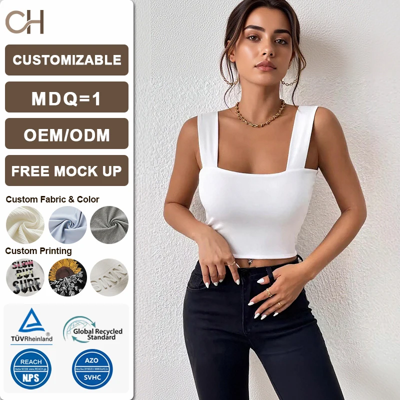 Nuova Canotta da Donna in Maglia Tinta Unita con Spalline Larghe Top Senza Maniche Sexy Vestibilità Slim Crop Top Sexy con Scollo Racerback Comoda Traspirante Personalizzabile