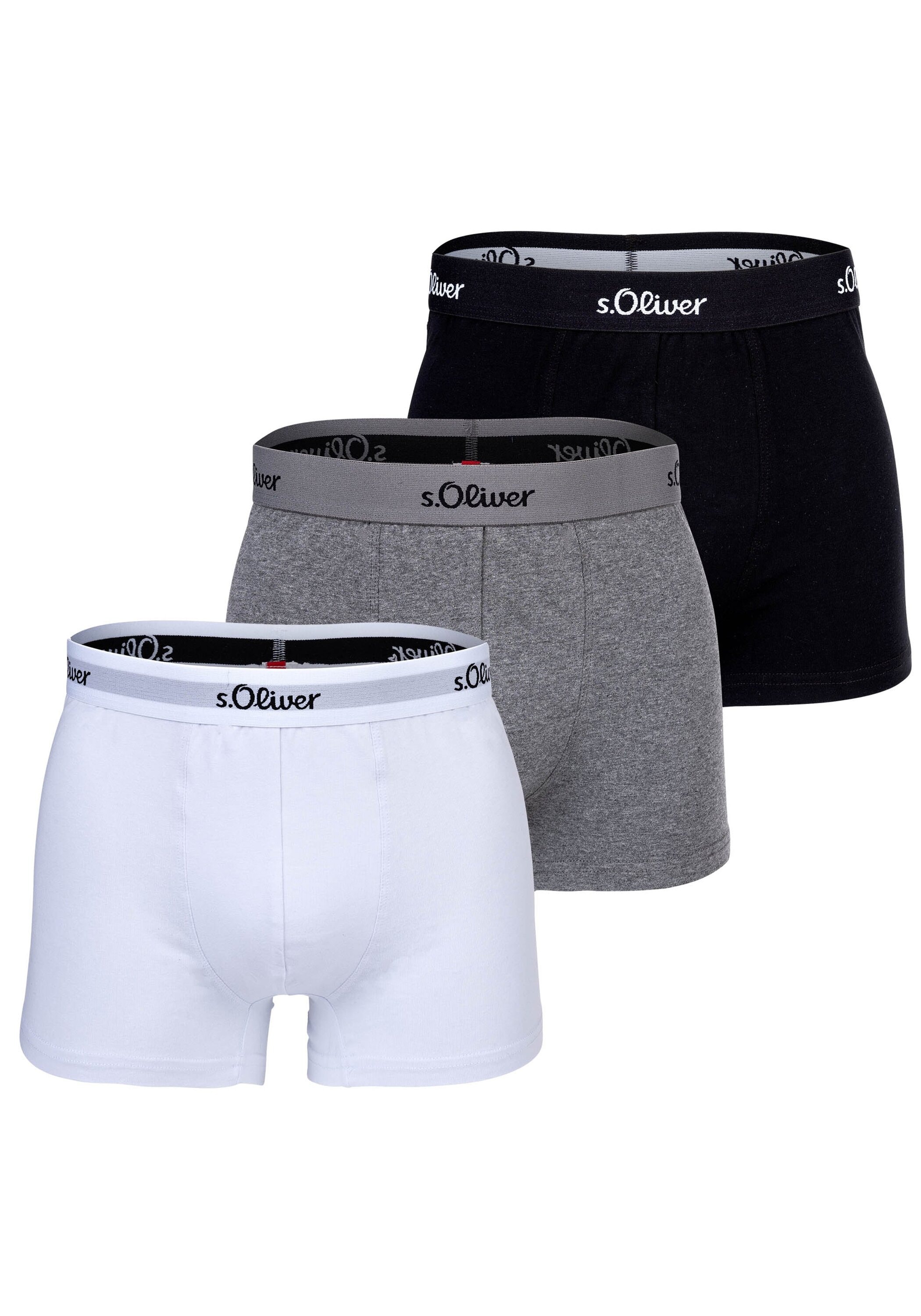 Boxershorts S.OLIVER "Boxershort 3er Pack", Herren, Gr. XL, bunt (grau, schwarz, weiß), Obermaterial: 92% Baumwolle CO. 8% Elasthan EL., Unterhosen Image