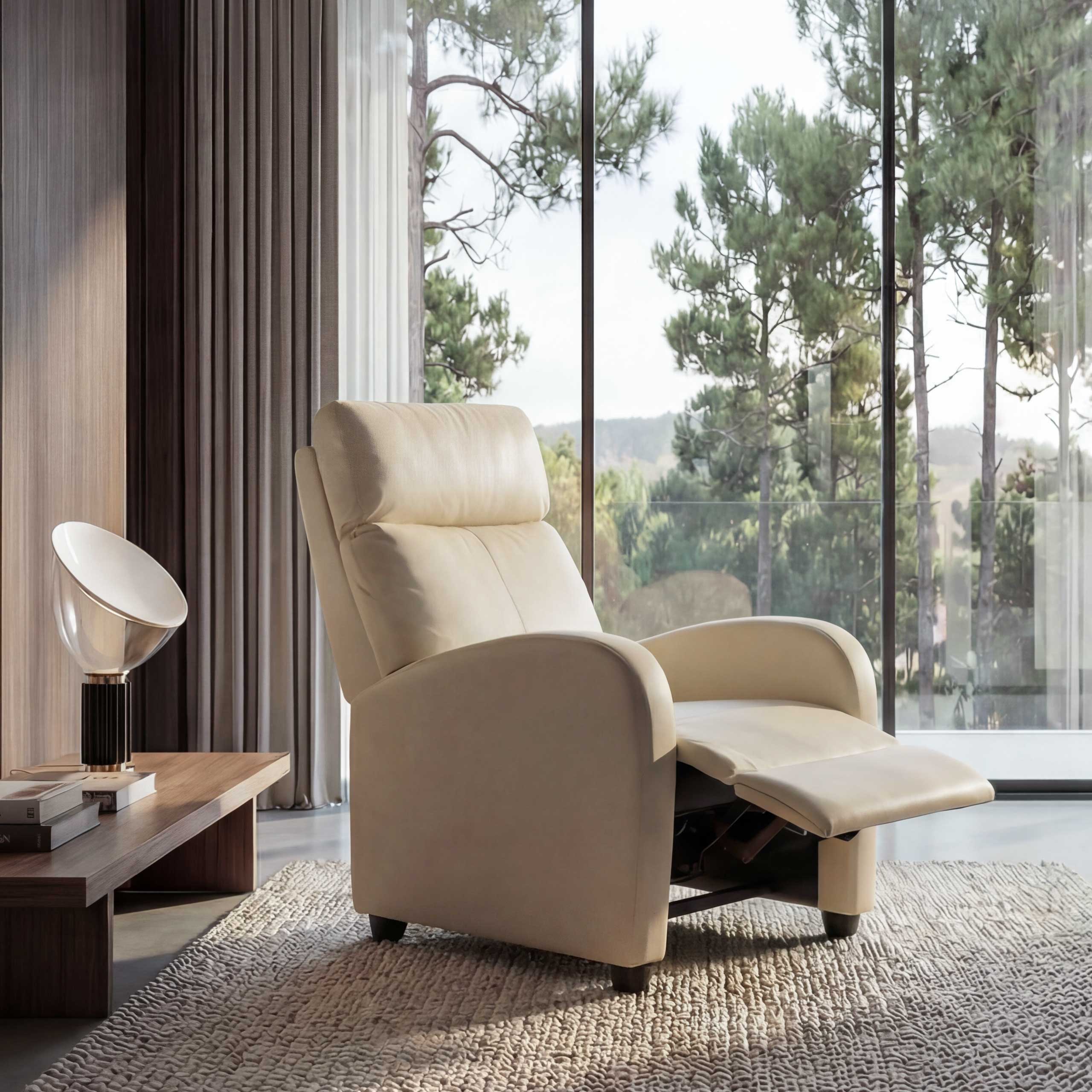 Fernsehsessel Relaxsessel Liege Sessel Denver, Kunstleder ~ creme