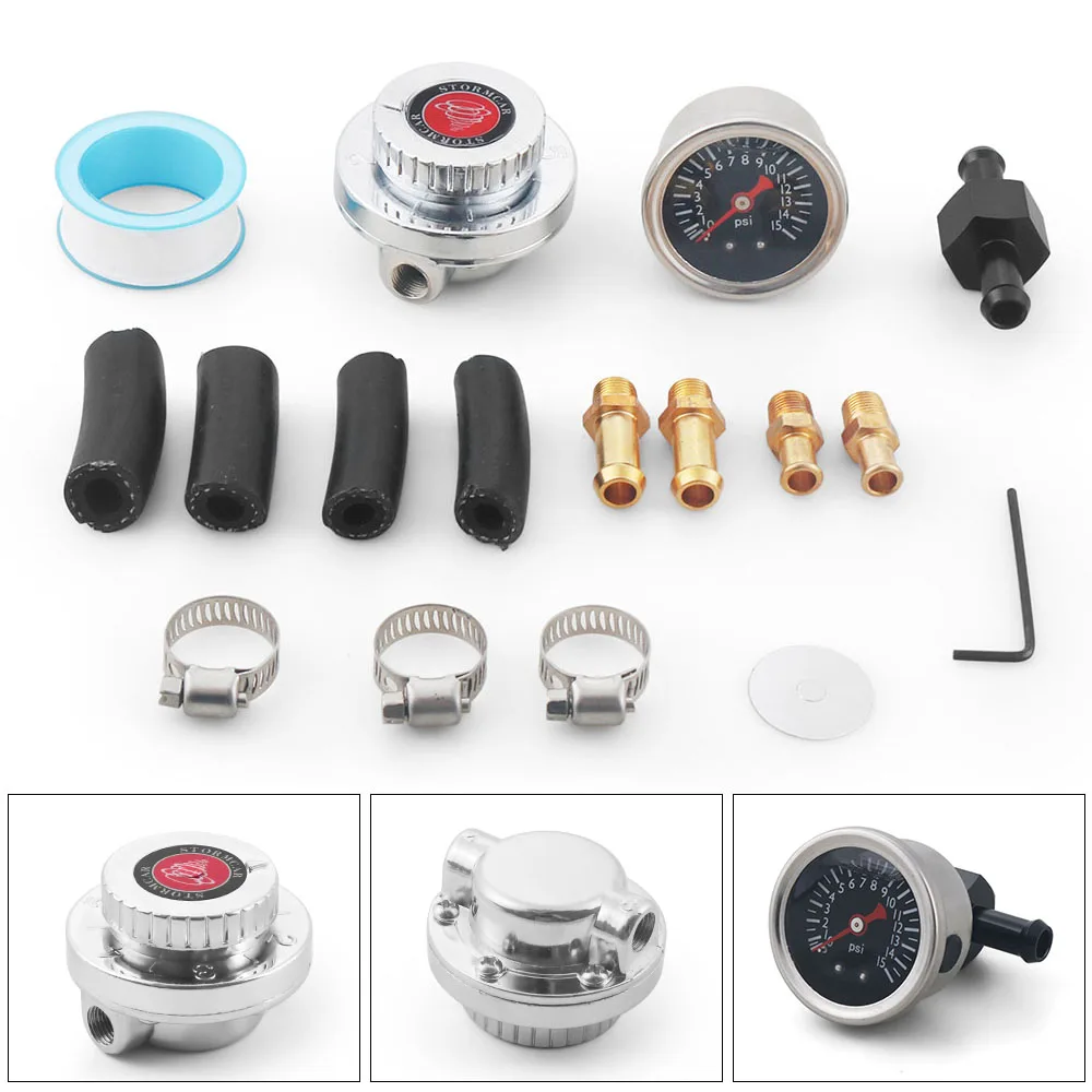 Un set manometro 0-15 PSI e blocco carburante manuale regolabile 1-5 PSI regolatore di pressione carburante carburatore kit pompa carburante carburatore