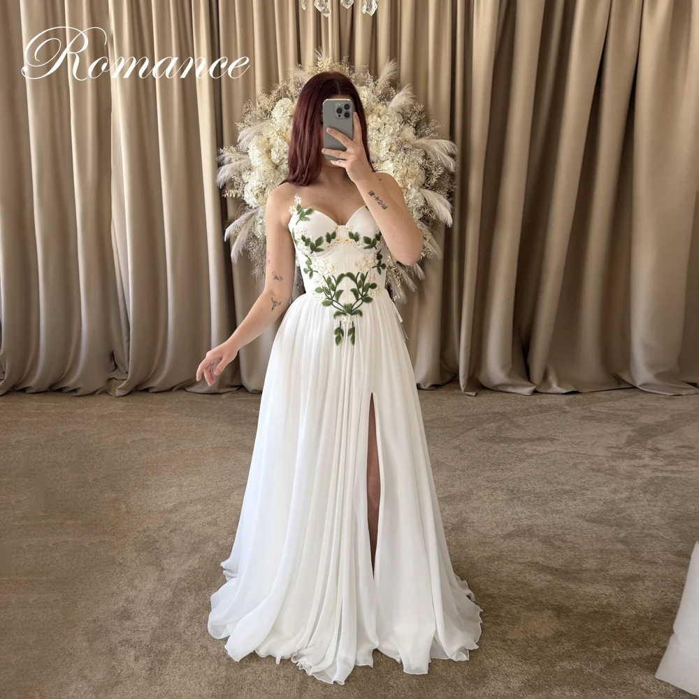 Modern Lace Pleat Sweetheart A-Line Wedding Dress Women Appliques Backless Sweep Train Bridal Gown Vestidos De Novia Customized
