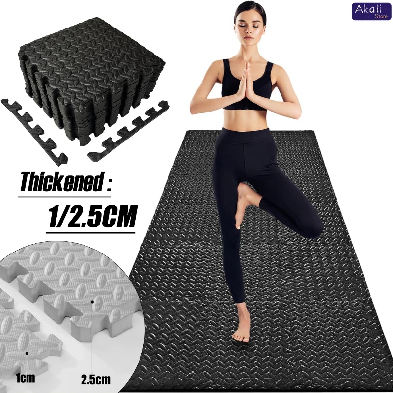 Thickened 1/2.5CM EVA Interlocking Foam Floor Mat Non-Slip Gym Yoga Mat Tiles Shock Absorbing Workout Home Fitness Puzzle Carpet