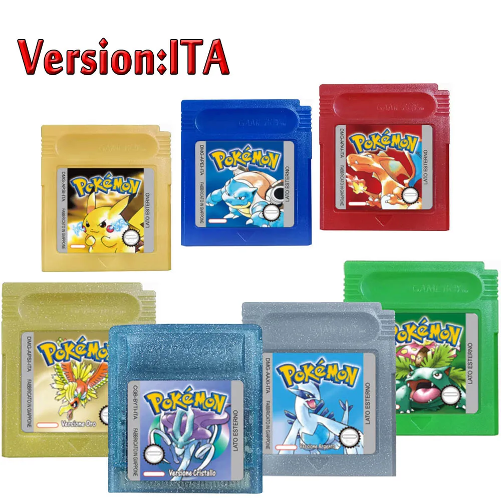 Low-Power Consumption Pokemon Italy-Version GBC Game Red/Crystal/Blue/Yellow/Gold/Green/Silver Video Game Cartridge
